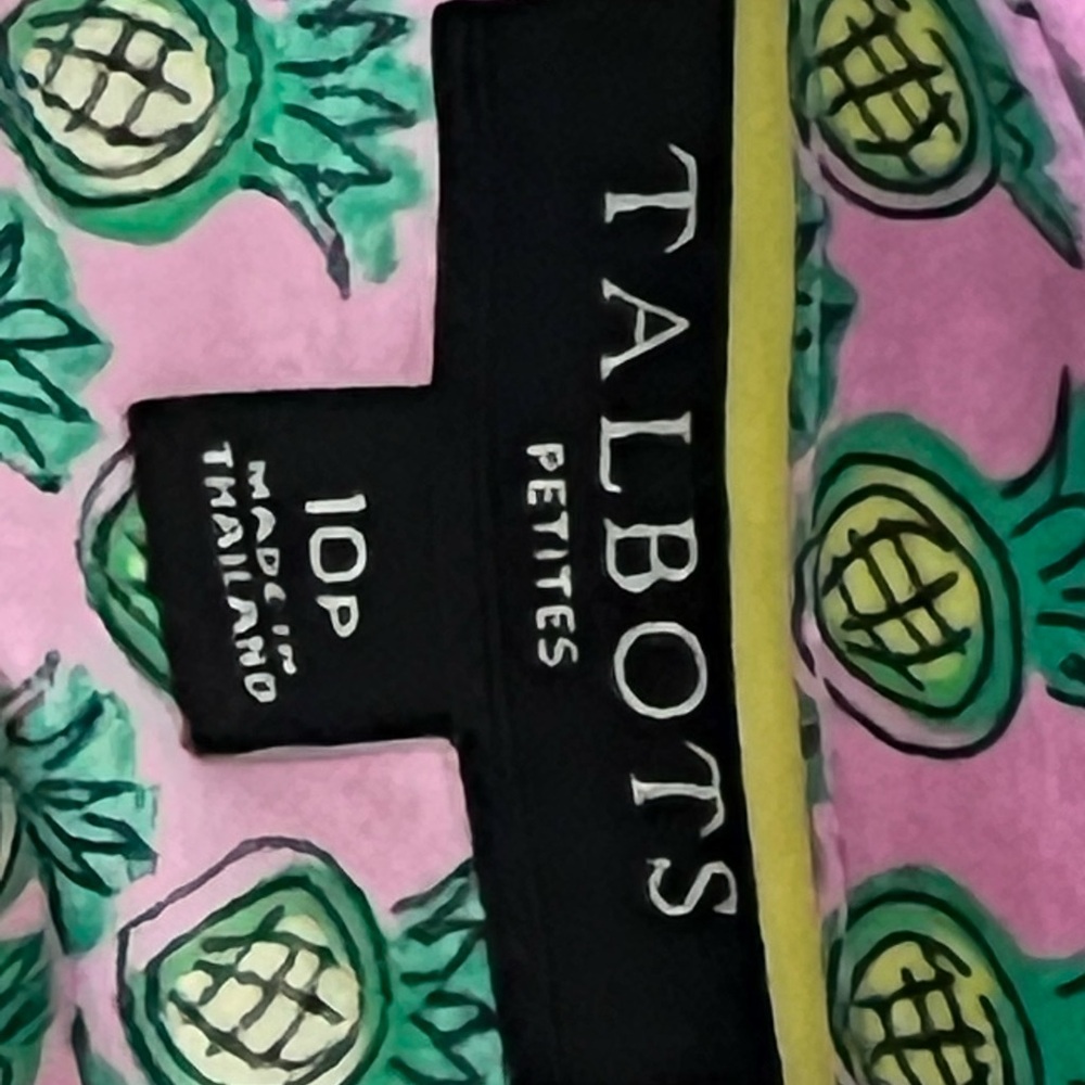 Talbots Pink and Green Pineapple Blouse - Picture 5 of 8